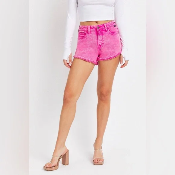 Cello Jeans  Hot Pink Acid High Rise Mom Short - Picture 4 of 6